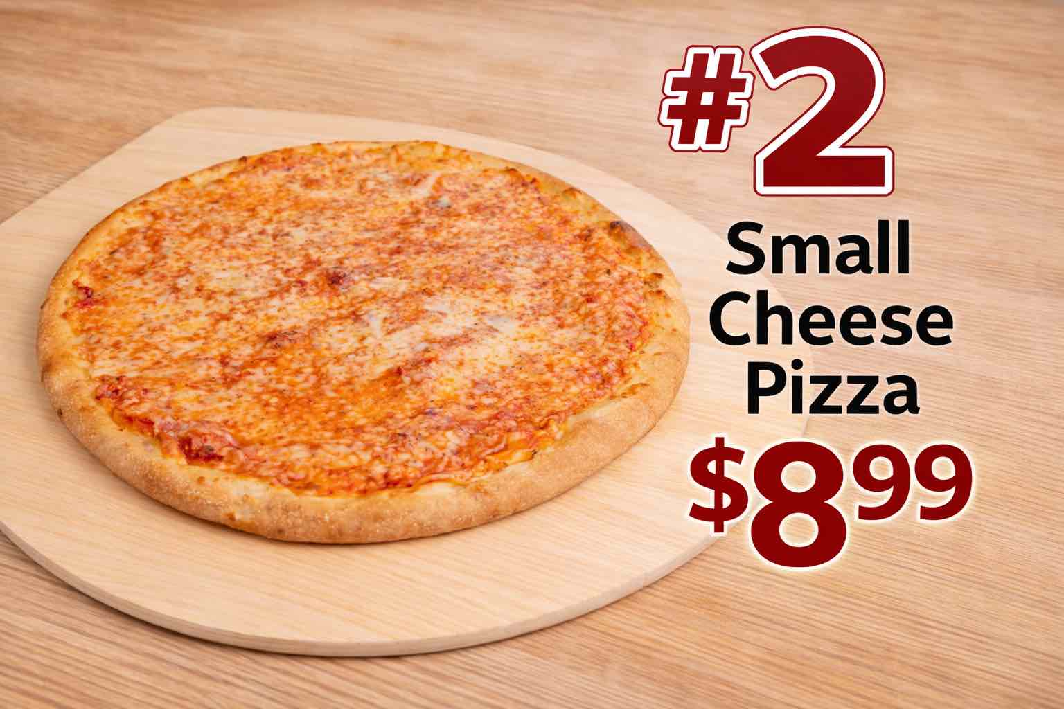 #2 Small Cheese Pizza $8.99